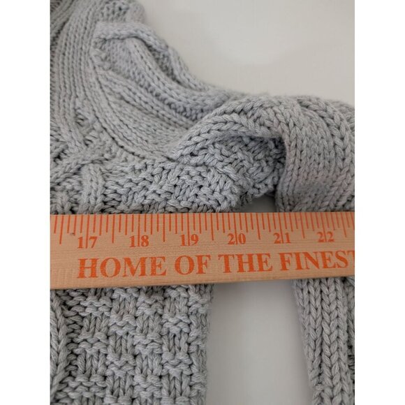 Lands End Cable Knit Drifter Turtleneck Womens Size Medium Gray Chunky Fisherman - Picture 8 of 9